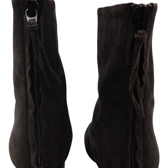 Isabel Marant Suede Back Zip Block Heels Ankle Boots Booties Black Size 38 US 8 - Picture 6 of 9